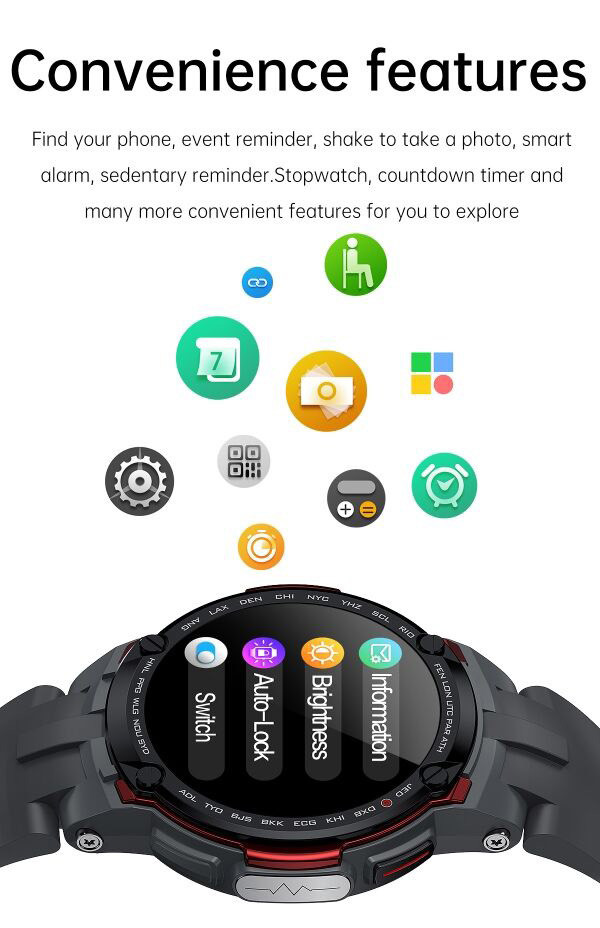 1.28inch Wearable Blood Pressure Monitor Smart Watch For Cycling 320mAh