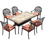 Aluminum 6 Seater Garden Furniture Black 18in 6 Person Patio Table