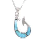 925 Sterling Larimar Silver Jewelry Gifts Fishhook Boat Anchor Charm Pendant