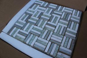 Quality Polygon Stone Bathroom Glass Mosaic Tile Electroplate Smooth Finish wholesale