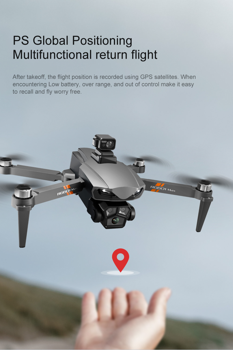 Rg601 Drone with Wifi Fpv 4k 1080p Dual Cameras 360 Laser Obstacle Avoidance and Brushless Motor Control Type Remote Control