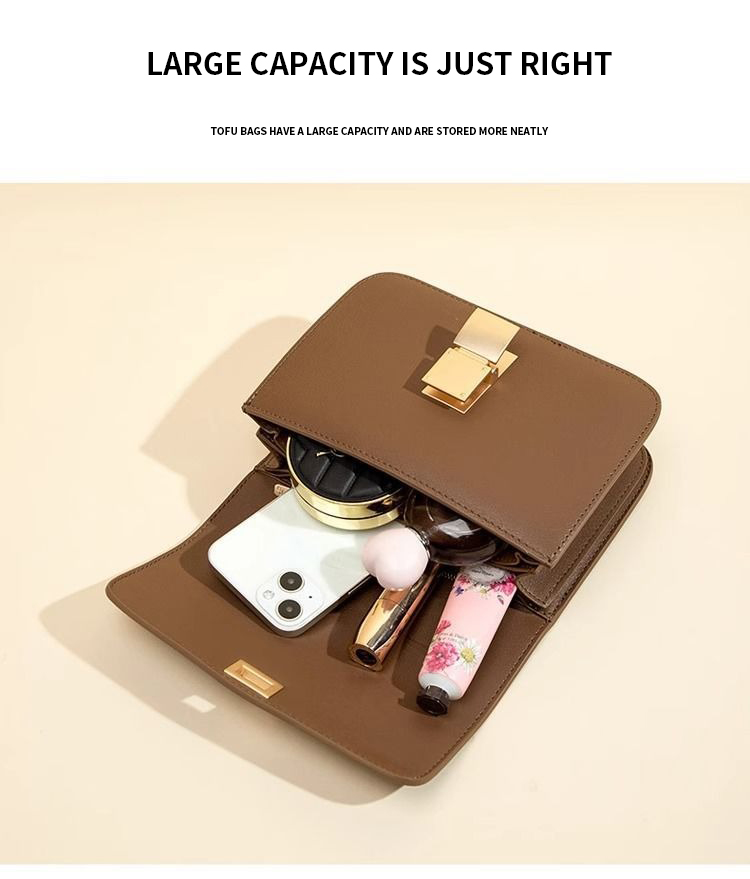 Daily Life Genuine Leather Ladies Tofu Bag Luxury Design Handbag Purse Small Shoulder