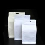 Flat Bottom White Kraft Paper Weed Packaging Pouch Custom Logo With Design
