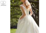Knee Length Short Beaded Wedding Dress Satin , Inside Lining Fabric