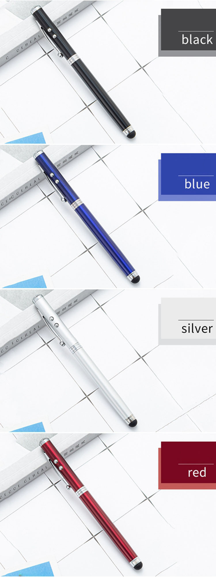 0.5mm Writing Width Gel Pen 4 in 1 Multi Laser Pointer LED Torch Light for Educators