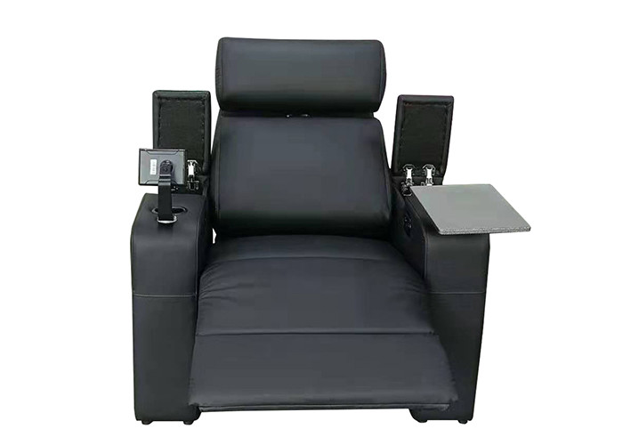 European Style Half Leather Power Electric Home Recliner Movie Public Theater Sofa With USB Charge