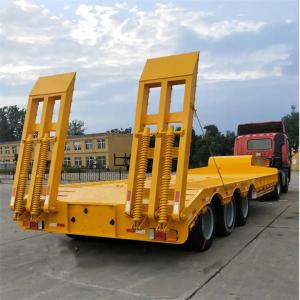 Quality High Quality Lowbed Trailer Transport Heavy Machine Low Bed Truck Semi Trailer With Mechanical Ladder wholesale