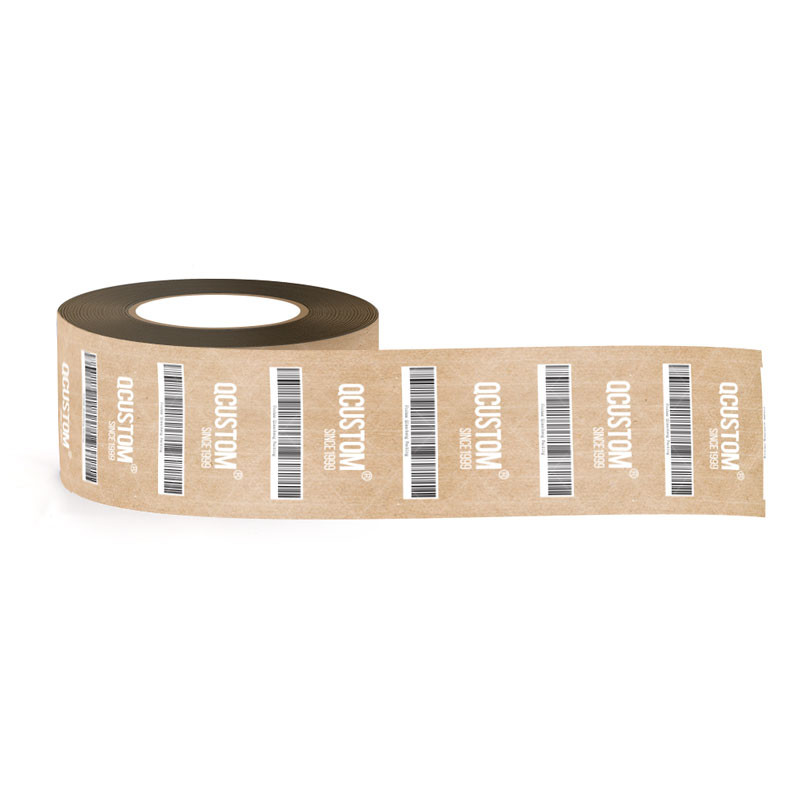 QR Code Self Adhesive Brown Paper Tape Roll Kraft Sealing Tape Custom Printed
