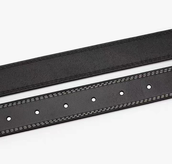 Double Stitching 2.8cm Women's Fashion Leather Belts Screw Pin Buckle