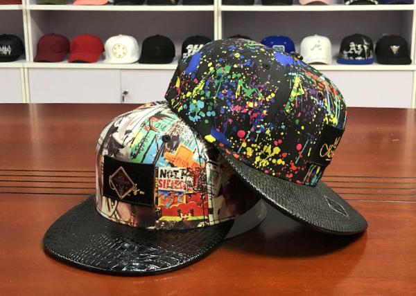 Plastic Buckle Flat Brim Snapback Hats Colorful Digital Sublimation Printed