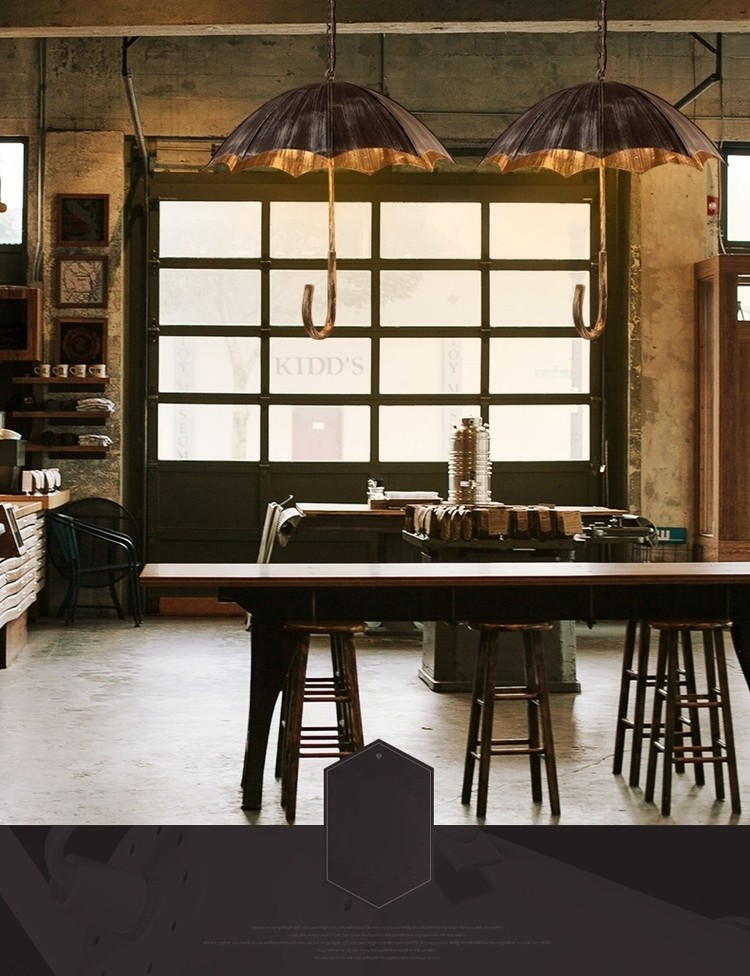 Retro creative umbrella lamp wind industrial loft do the old wrought iron chandelier（WH-VP-148)