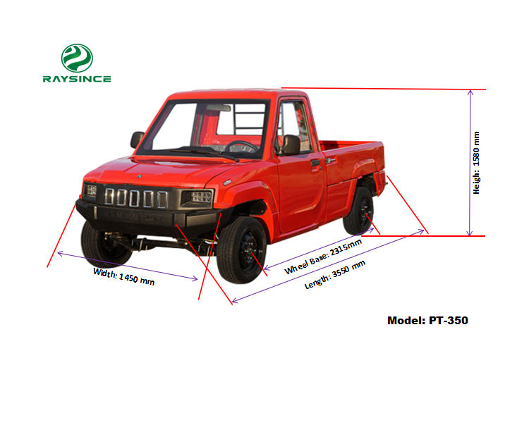 China manufacure supply electric pick up truck cheap price 3kw motor electric vehicle with 2 seats