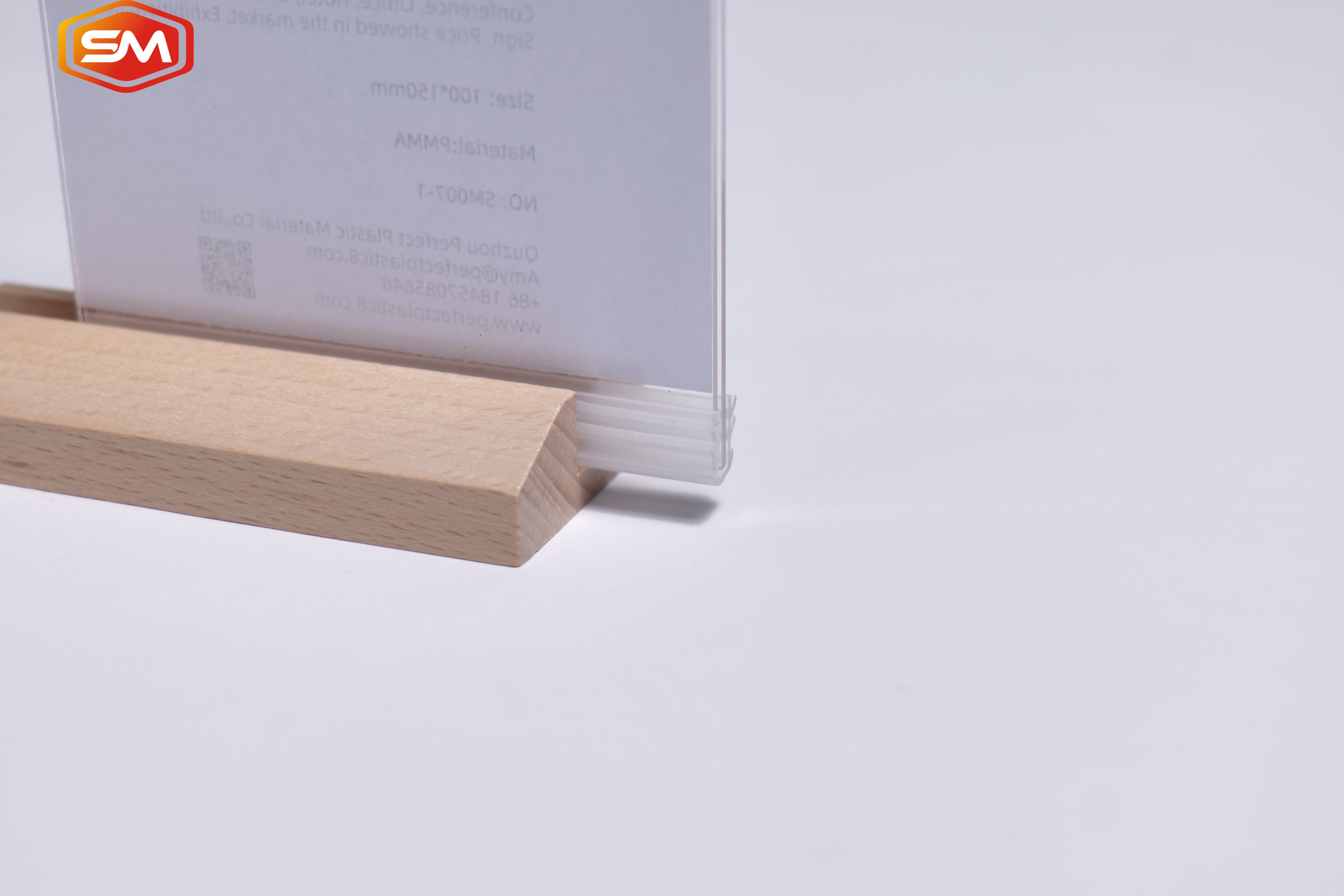 T Shape Triangular Wooden Base Acrylic Block Photo Frame Acrylic Photo Holders