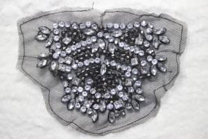 Quality Fashion beaded trim beaded patch embroidery lace with beads wholesale