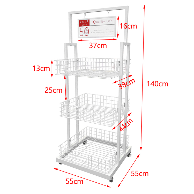 Customized Gift Display Stand Wire Mesh Display Rack For Grocery Double Sided