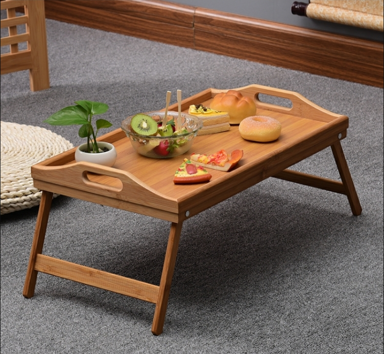 Handmade Wooden Bamboo Folding Picnic Table Tray Biodegradable