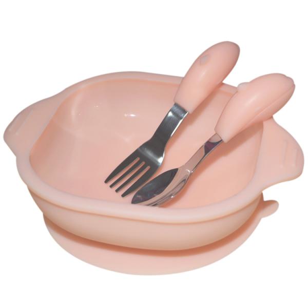 Baby Soft Silicone Suction Bowl Plate Small Baby Divided Plate Spoon With Lid