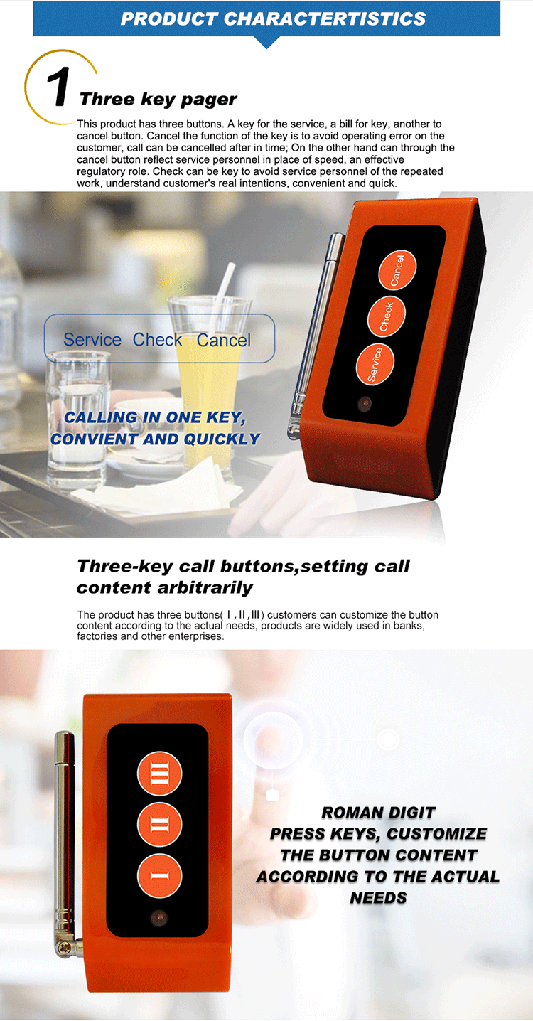 long range signal table call bell 2.5km wireless push button
