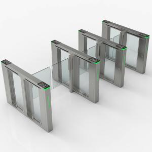 Quality Outdoor Lock Electronic Barrier Gates Stainless Steel , Cylindrical Glass Swing Turnstile wholesale