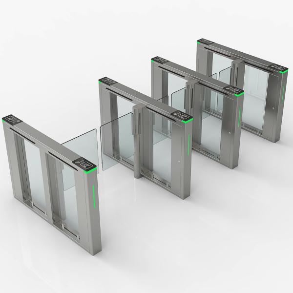 Outdoor Lock Electronic Barrier Gates Stainless Steel , Cylindrical Glass Swing