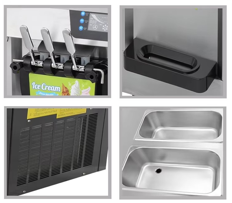 Stainless Steel Desktop Three-head Painted Ice Cream Machine