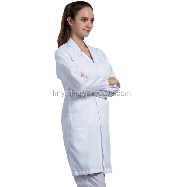 High Quality Hospital Uniforms White Lab Coat for women Medical gown Doctor and Nurse Scrub 60% Cotton 40% Polyester