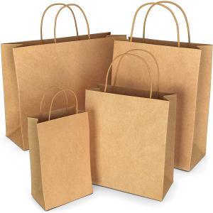 Quality Biodegradable Kraft Paper Coffee Bags Party Bags With Handles 150gsm wholesale