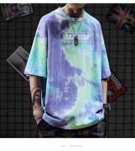 Quality Colorfull Green Tie Dye Men Streetwear T Shirts 130gsm-230gsm Worsted Fabric streetwear clothing manufacturers wholesale