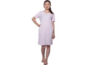 Quality Natural 100 Cotton Short Sleeve Nightgown , V Neck Night Dress For Women wholesale