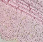 French Eyelash Lace Fabric with cord for Bridal Dress with Ivory / Pink color