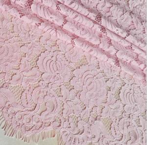 Quality French Eyelash Lace Fabric with cord for Bridal Dress with Ivory / Pink color wholesale