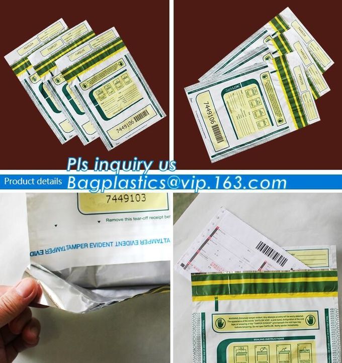 Opaque Tamper Evident Sealing Plastic Bank Money Steb Security Bag / Custom Self Adhesive Plastic Courier Bag, bagease