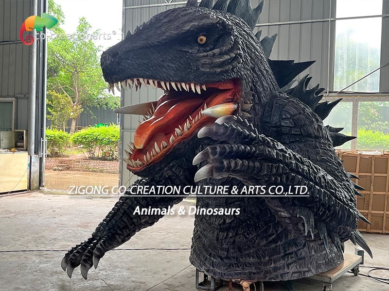 Outdoor Custom Animatronics Godzilla Monster Volcano In Amusement Park