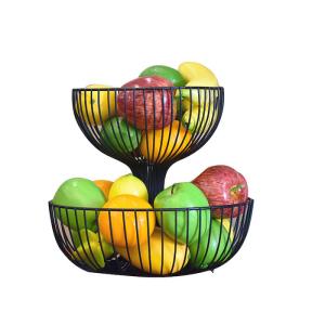 Quality Customized Design Baking Black Iron 2-Layer Metal Fruit Plate 27*35*24CM wholesale