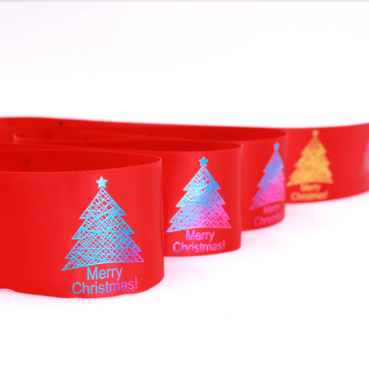 Green / Red Color Personalised Printed Ribbon Double Face For Christmas