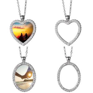 Quality DIY Sublimation Necklace With Diamonds Blank Sublimation Metal Jewellery wholesale