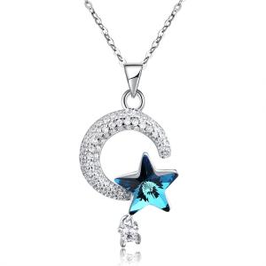 Quality 18.1in 4.2g Sun And Moon Crystal Necklace Thanksgiving Day 14k 925 Silver Necklace wholesale