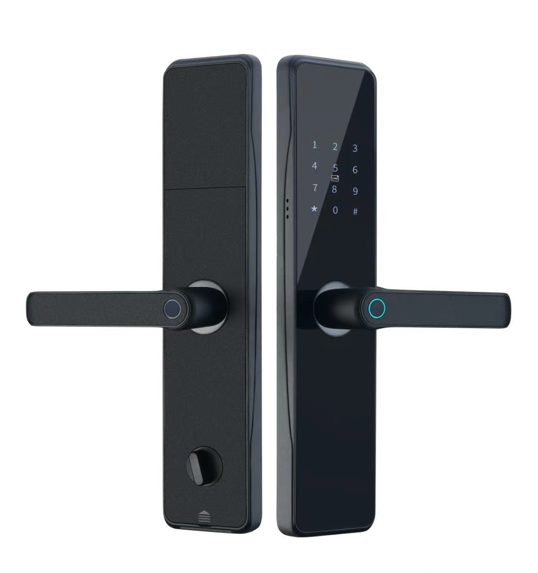 Black Biometric Door Handle Lock , Digital Keyless Door Lock Fingerprint