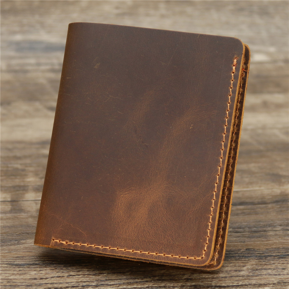 Open Closure Minibook Genuine Leather Multi-function Card Holder Clip Wallet for Men