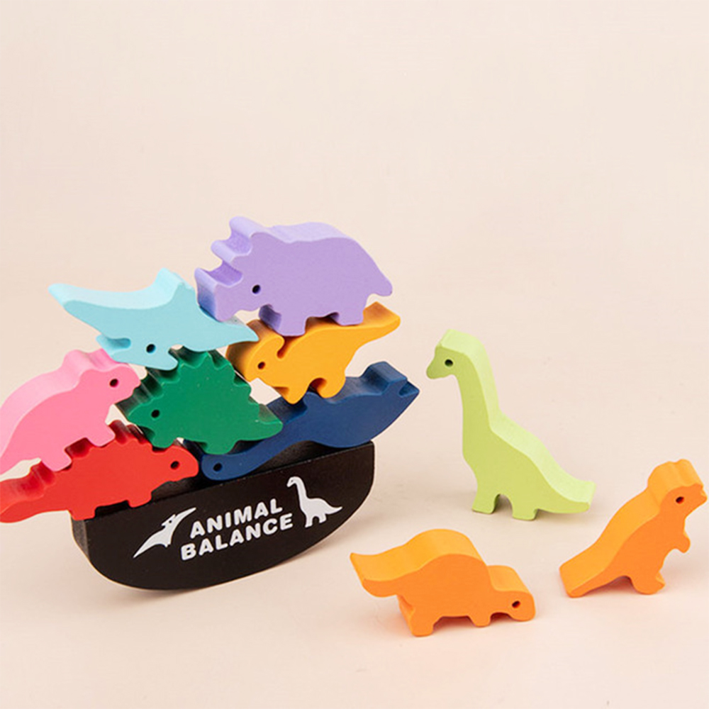 Children 3cm Dinosaur Wooden Building Blocks Toy Animal Town Wooden Blocks