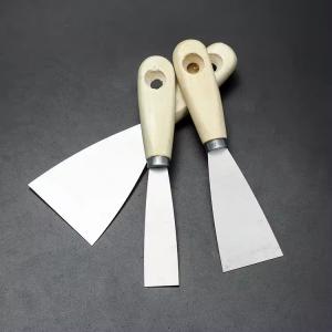 Quality Wooden Handle Carbon Steel Stainless Steel Industrial Wood Mirror Surface Polished Wall Cleaning Putty Knives Scrapers wholesale