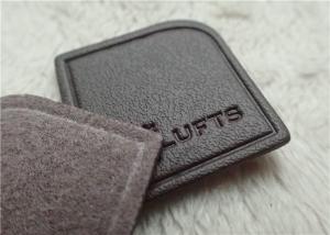 Quality Nigger - Brown Veined Embossed Leather Patches High Frequency Brand Logo Sewing On Garment wholesale