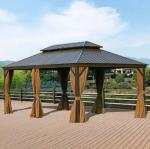 Gray Outdoor Aluminum Pergola Louvered Roof Automatic Canopy with Side Screen
