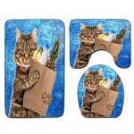 Creative Cute Cat Toilet Mat Set Personalized Dog Toilet Tank Cover Set