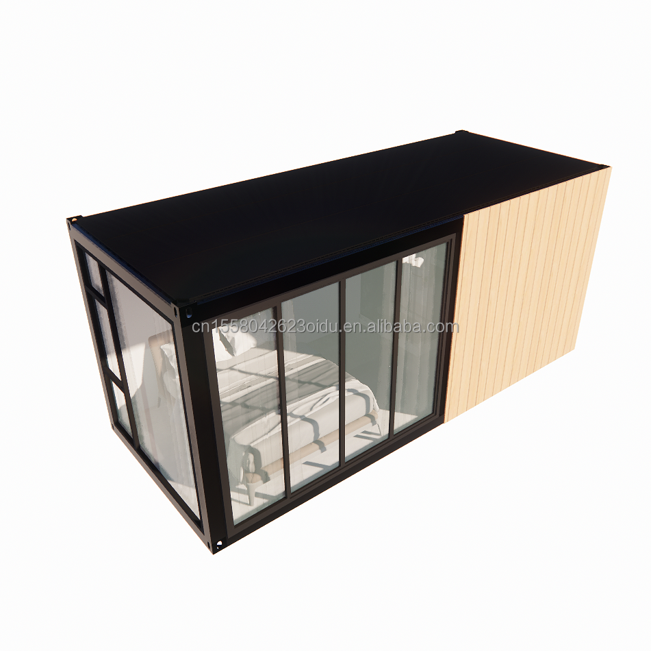 Wooden Sturdy Steel Sun House 20ft Flat Container House with Wall 50/75/100mm Wave Sandwich Panel