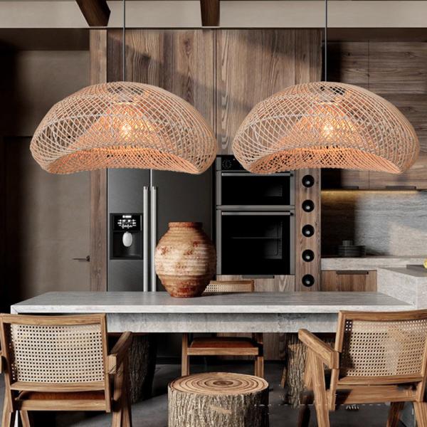 Creative Nest Rattan Lamp Chinese Style Wicker Pendant Lights Restaurant Dining