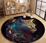Polyester Fiber Round Cat Pattern Living Room Floor Carpets 120*180cm