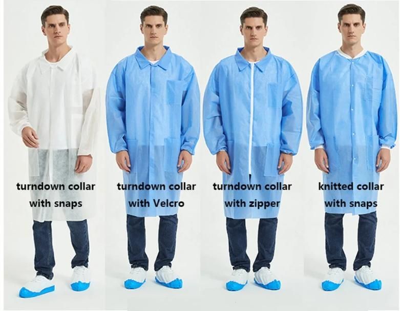 Industrial Protective Jacket Visitor Coat White Blue Green Pink Purple Red Yellow Medical Dental Polypropylene Microporous Nonwoven PP SMS Disposable Lab Coat
