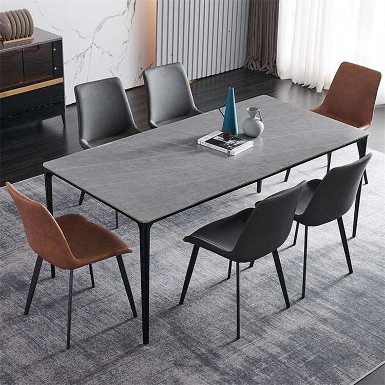 Customized Size Round Dining Table 4 Seater With Leather Chairs