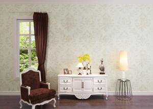 Quality Living Room Washable Vinyl Wallpaper , White Damask Pattern Wallpaper wholesale